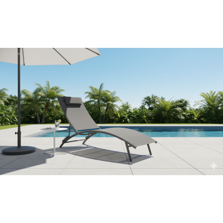 Regulowany leżak, leżanka Bali 4 poziomy odcienie szarego MEGA WYGODNY