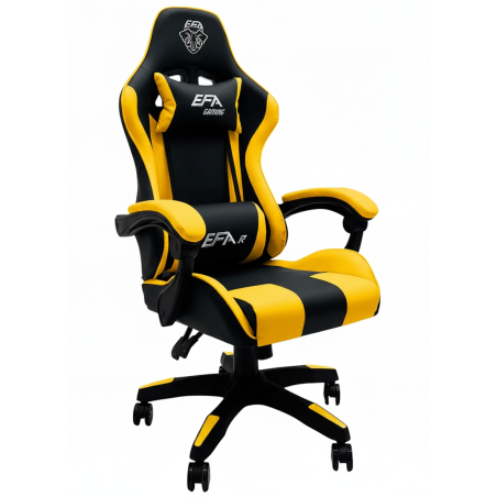 Fotel gamingowy, obrotowy, do biura, czarno zółty nowoczesny