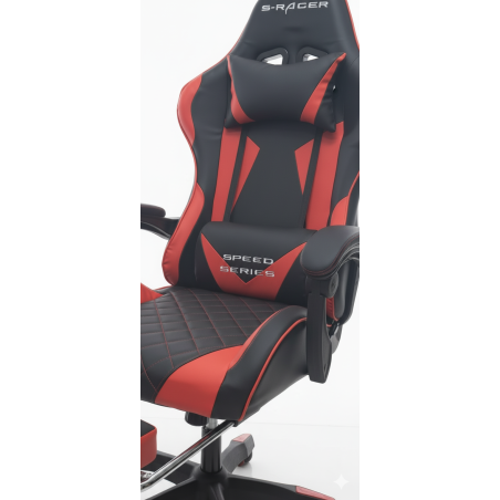 Fotel gamingowy, obrotowy, do biura, czarno czerwony nowoczesny wytrzymały