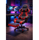 Fotel gamingowy, obrotowy, do biura, czarno czerwony nowoczesny wytrzymały