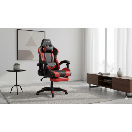 Fotel gamingowy, obrotowy, do biura, czarno czerwony nowoczesny wytrzymały