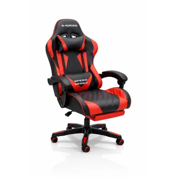 Fotel gamingowy, obrotowy, do biura, czarno czerwony nowoczesny wytrzymały