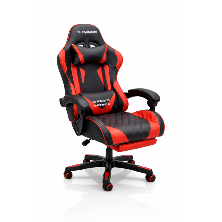 Fotel gamingowy, obrotowy, do biura, czarno czerwony nowoczesny wytrzymały