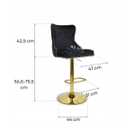 Hoker barowy,do kuchni, salonu, pokoju, elegancki LORD VELVET CZARNY GL
