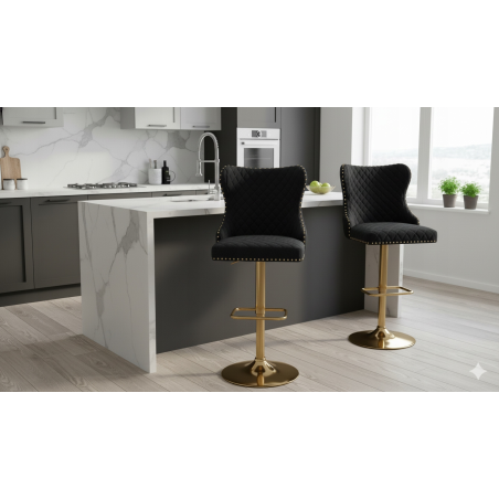 Hoker barowy,do kuchni, salonu, pokoju, elegancki LORD VELVET CZARNY GL