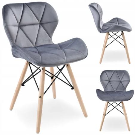 Krzesło RIPIANO VELVET 48 x 44 x 73 cm odcienie szarości 1 szt.