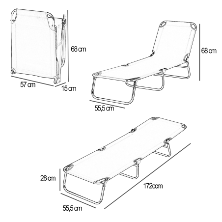 Leżak leżanka NEON szary