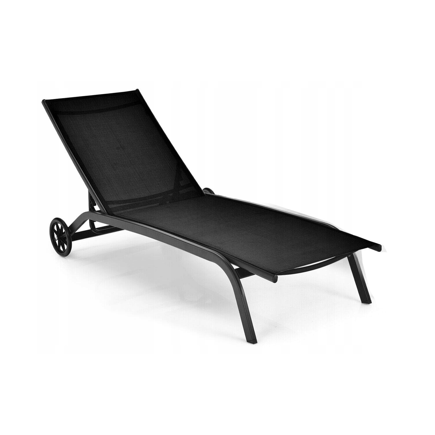 Leżak z kółkami KANA leżanka mega wygodna czarny PREMIUM