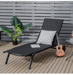 Leżak z kółkami KANA leżanka mega wygodna czarny PREMIUM