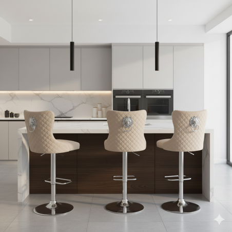 Hoker barowy, do kuchni, salonu, elegancki CRYSTAL VELVET BEŻOWY SL