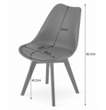 Krzesło skandynawskie nowoczesne do jadalni kuchni MILEO PREMIUM CIEMNO-SZARY EKO