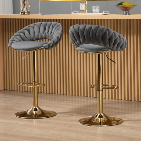 Hoker regulowany, krzesło barowe, FARVISO niebieski elegancki loft