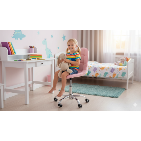 Krzesło biurowe, obrotowe, do biurka,gabinetu regulowane VIENA velvet różowe