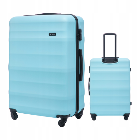 Walizka na 4 kółkach wytrzymały bagaż podróżny VULT01 L Light blue WINGS