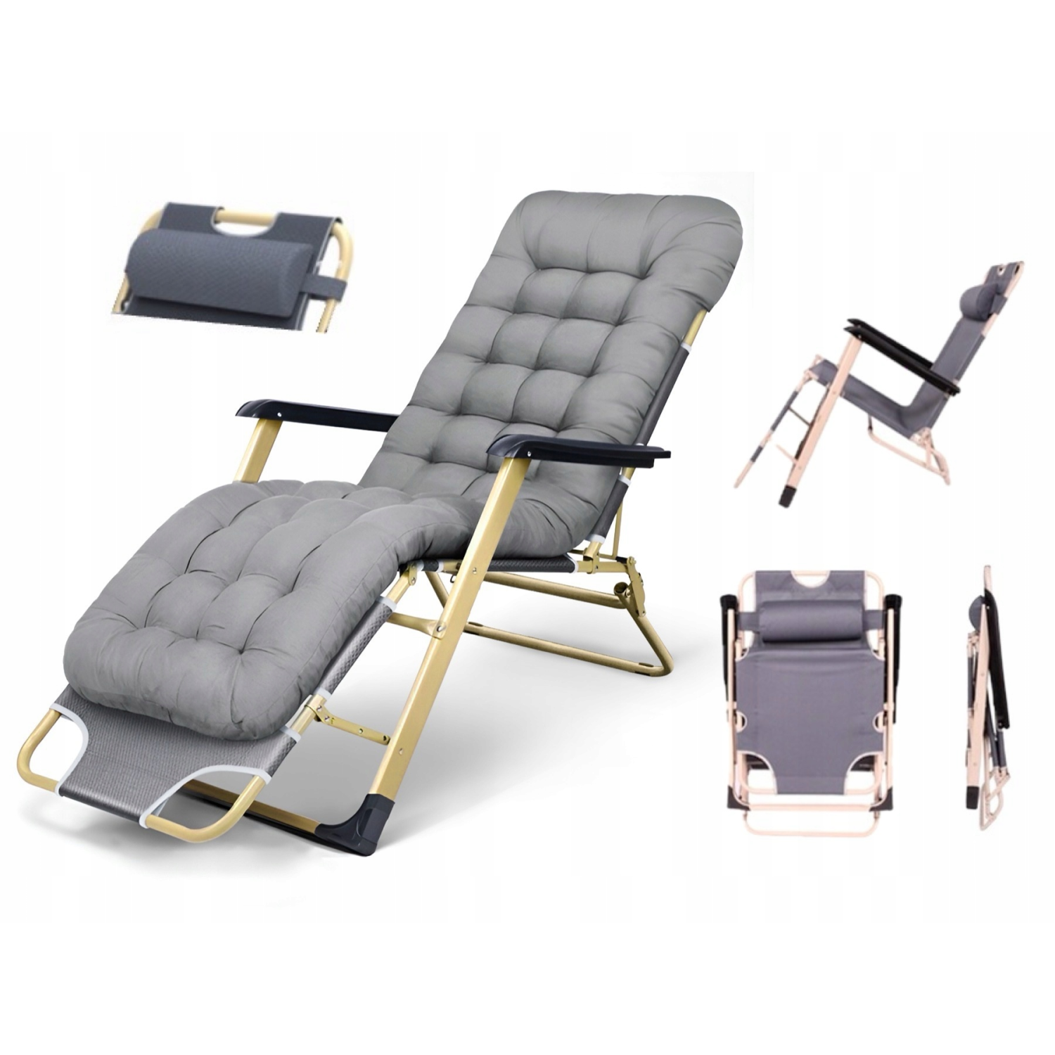 LEŻAK OGRODOWY, METALOWY DC01 SZARY