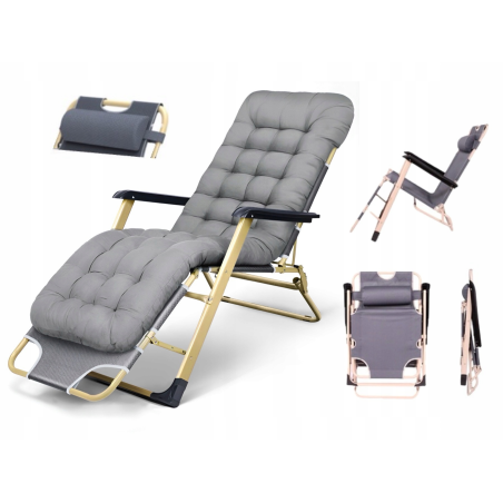 LEŻAK OGRODOWY, METALOWY DC01 SZARY