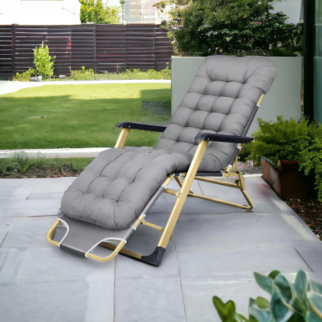 LEŻAK OGRODOWY, METALOWY DC01 SZARY