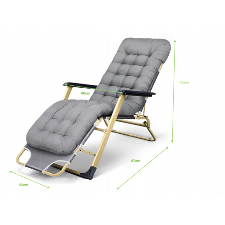 LEŻAK OGRODOWY, METALOWY DC01 SZARY