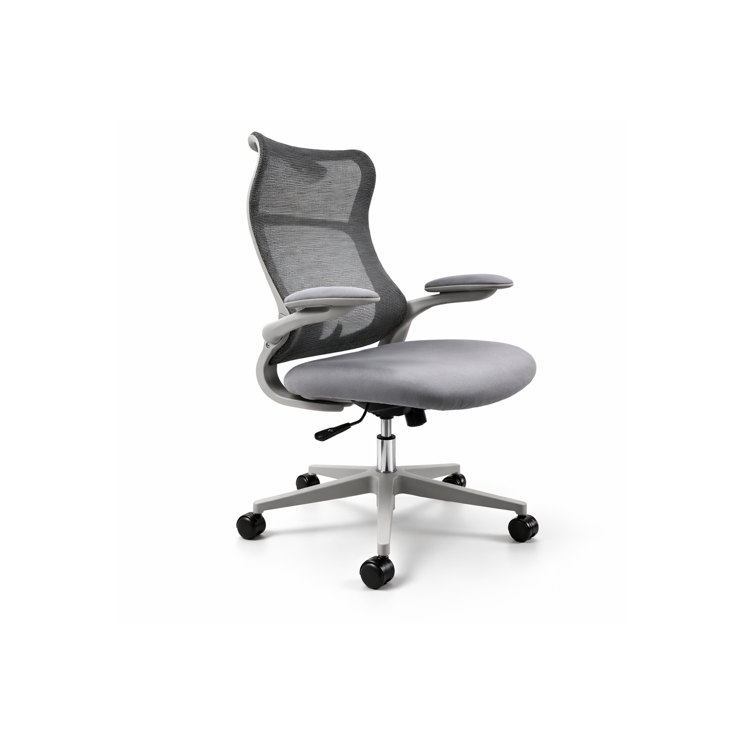 Fotel biurowy obrotowy PRZEWIEWNY siatka ergonomiczny szary regulowany