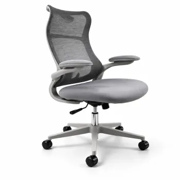 Fotel biurowy obrotowy PRZEWIEWNY siatka ergonomiczny szary regulowany