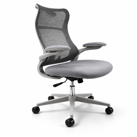 Fotel biurowy obrotowy PRZEWIEWNY siatka ergonomiczny szary regulowany