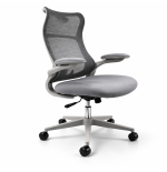 Fotel biurowy obrotowy PRZEWIEWNY siatka ergonomiczny szary regulowany