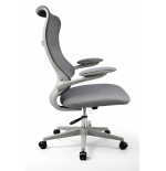 Fotel biurowy obrotowy PRZEWIEWNY siatka ergonomiczny szary regulowany