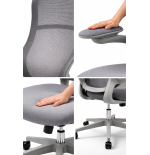 Fotel biurowy obrotowy PRZEWIEWNY siatka ergonomiczny szary regulowany