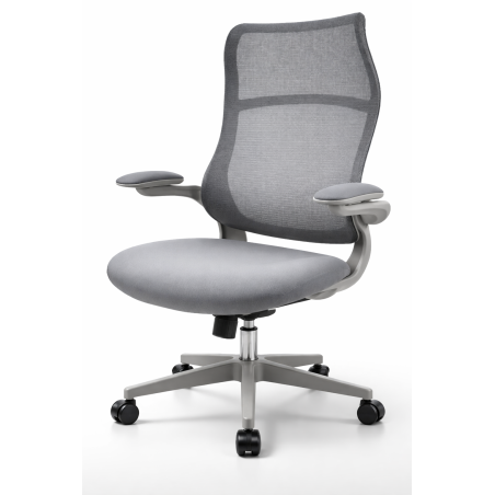 Fotel biurowy obrotowy PRZEWIEWNY siatka ergonomiczny szary regulowany