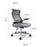 Fotel biurowy obrotowy PRZEWIEWNY siatka ergonomiczny szary regulowany