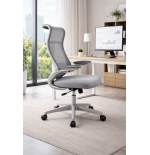 Fotel biurowy obrotowy PRZEWIEWNY siatka ergonomiczny szary regulowany