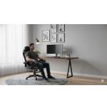 Fotel biurowy obrotowy PRZEWIEWNY siatka ergonomiczny czarny z podnóżkiem