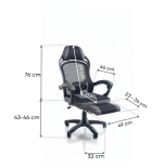 Fotel biurowy obrotowy PRZEWIEWNY siatka ergonomiczny czarny z podnóżkiem