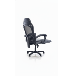 Fotel biurowy obrotowy PRZEWIEWNY siatka ergonomiczny czarny z podnóżkiem