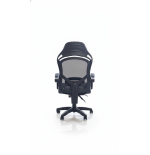 Fotel biurowy obrotowy PRZEWIEWNY siatka ergonomiczny czarny z podnóżkiem