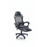 Fotel biurowy obrotowy PRZEWIEWNY siatka ergonomiczny czarny z podnóżkiem