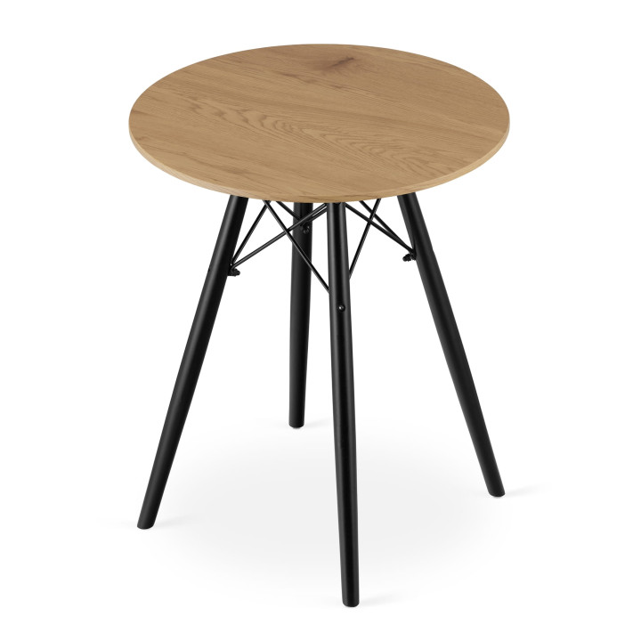 Stół okrągły JUST HOME skandynawski 60cm DĄB, CZARNE NOGI