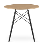Stół okrągły JUST HOME skandynawski 80cm DĄB, CZARNE NOGI