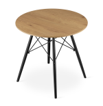 Stół okrągły JUST HOME skandynawski 80cm DĄB, CZARNE NOGI