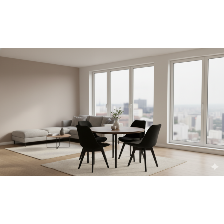 Krzesło skandynawskie nowoczesne do jadalni kuchni MILEO PREMIUM CZARNY EKO