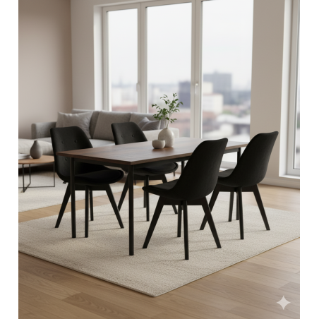 Krzesło skandynawskie nowoczesne do jadalni kuchni MILEO PREMIUM CZARNY EKO