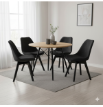 Stół okrągły JUST HOME skandynawski 60cm DĄB, CZARNE NOGI