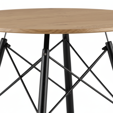 Stół okrągły JUST HOME skandynawski 80cm DĄB, CZARNE NOGI