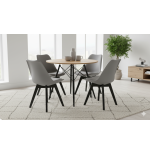 Stół okrągły JUST HOME skandynawski 80cm DĄB, CZARNE NOGI