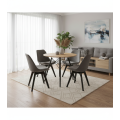 Stół okrągły JUST HOME skandynawski 80cm DĄB, CZARNE NOGI