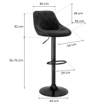 Hoker regulowany loftowy Toledo czarny velvet BL