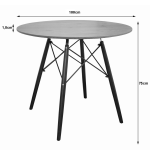 Stół okrągły JUST HOME skandynawski 100cm DĄB, CZARNE NOGI
