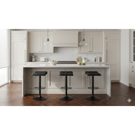 Hoker barowy, kuchenny, regulowany wyspa, czarny, nowoczesny, welur