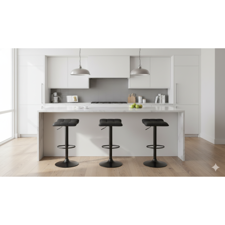 Hoker barowy, kuchenny, regulowany wyspa, czarny, nowoczesny, welur