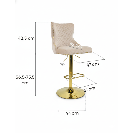 Hoker barowy,do kuchni, salonu, pokoju, wyspa elegancki VELVET BEŻOWY GL